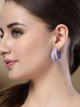Karatcart - Matte Finish Lilac Half Hoop Earrings