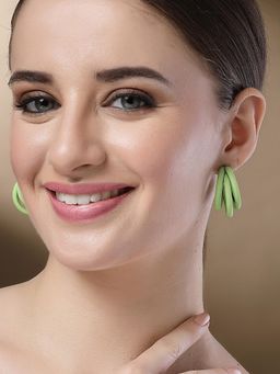 Karatcart - Matte Finish Light Green Half Hoop Earrings