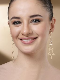 Karatcart - Gold Plated Graduating Star Design Dangler Earrings