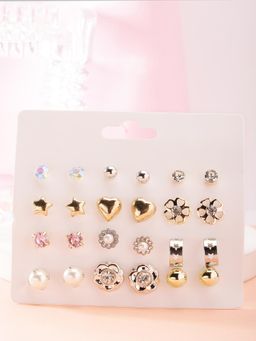 Karatcart - Gold and Silver Contemporary Studs Earrings Pack Of 12