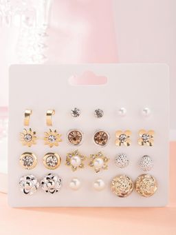 Karatcart - Gold and Silver Contemporary Studs Earrings Pack Of 12