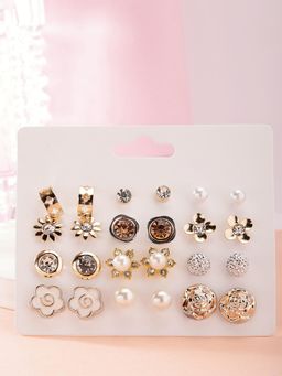 Karatcart - Gold and Silver Contemporary Studs Earrings Pack Of 12