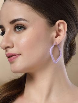 Karatcart - Purple Matte Finish Square Hoop Earrings for Women