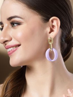 Karatcart - Matte Finish Purple Linked Dangler Earrings for Women