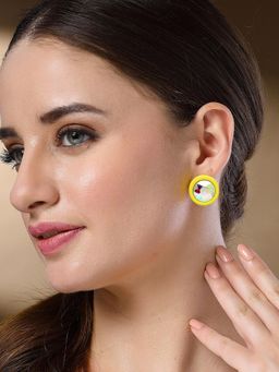 Karatcart - Yellow Matte Finish Yellow Drop Earrings for Women