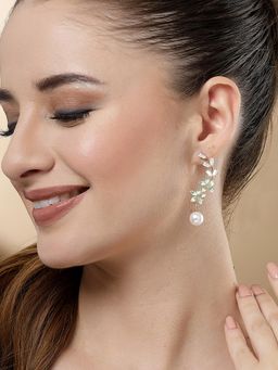 Karatcart - Gold Plated Sea Green Cubic Zirconia Drop Earrings