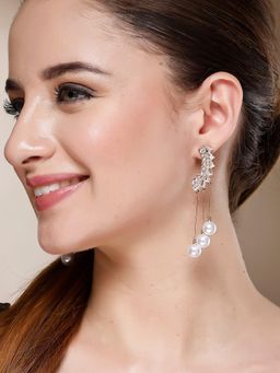 Karatcart - Gold-Plated Contemporary Gold Drop Earrings for Women