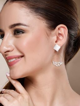 Karatcart - Gold-Plated White Cubic Zirconia Drop Earrings for Women