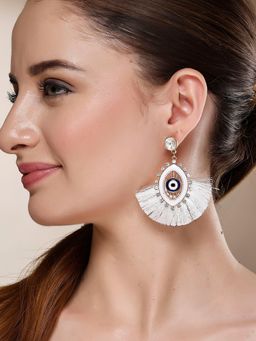 Karatcart - Gold-Plated Contemporary Multi Color Evil Eye Drop Earrings for Women