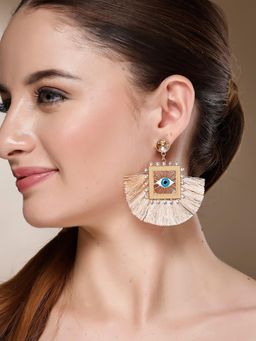 Karatcart - Gold-Plated Contemporary Blue Evil Eye Drop Earrings for Women