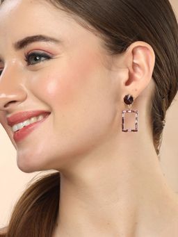 Karatcart - Gold-Plated Contemporary Brown Drop Earrings for Women