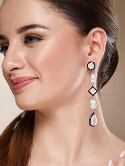 Karatcart - Gold-Plated Contemporary Pink Drop Earrings for Women