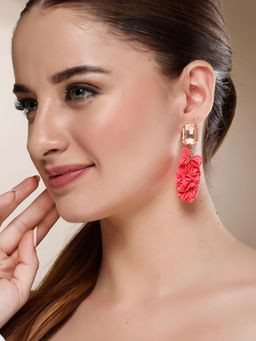 Karatcart - Gold-Plated Contemporary Red Drop Earrings for Women