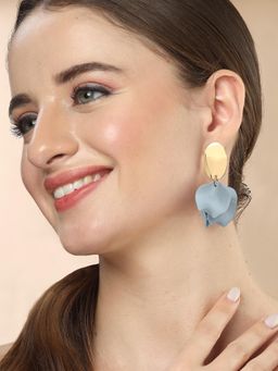 Karatcart - Gold-Plated Contemporary Grey Drop Earrings for Women