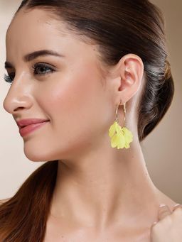 Karatcart - Gold-Plated Contemporary Yellow Hoop Earrings for Women