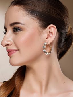 Karatcart - Gold-Plated Contemporary Cubic Zirconia Hoop Earrings for Women