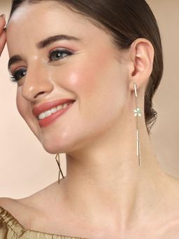 Karatcart - Gold-Plated Contemporary Sea Green Drop Earrings for Women