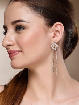 Karatcart - Gold-Plated Contemporary Drop Earrings for Women