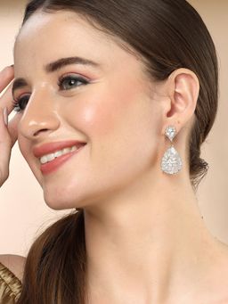 Karatcart - Gold-Plated Contemporary White Drop Earrings for Women