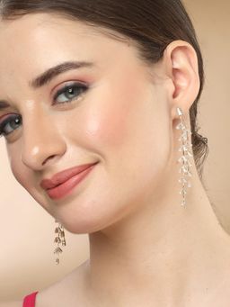 Karatcart - Gold-Plated Contemporary White Drop Earrings for Women