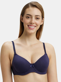 Jockey - 1245 Wired Padded Cotton Elastane Medium Coverage T-Shirt Bra - Classic Navy