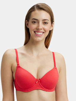 Jockey - 1245 Wired Padded Cotton Elastane Medium Coverage T-Shirt Bra - Hibiscus
