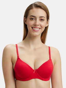 Jockey - 1245 Wired Padded Cotton Elastane Medium Coverage T-Shirt Bra - Sangria Red