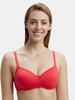 Jockey - 1723 Wirefree Padded Cotton Elastane Medium Coverage T-Shirt Bra - Hibiscus