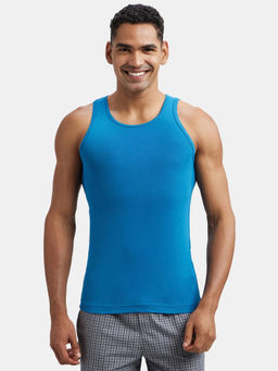 Jockey - FP04 Men Super Combed Cotton Rib Round Neck Sleeveless Vest - Blue Saphire
