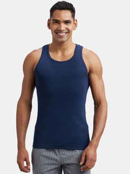 Jockey - FP04 Men Super Combed Cotton Rib Round Neck Sleeveless Vest - Deep Navy