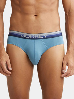 Jockey - US07 Men Super Combed Cotton Elastane Stretch Solid Brief - Aegean Blue