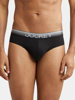Jockey - US07 Men Super Combed Cotton Elastane Stretch Solid Brief - Black