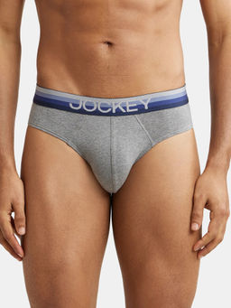 Jockey - US07 Men Super Combed Cotton Elastane Stretch Solid Brief - Mid Grey Melange