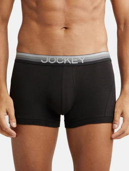 Jockey - US20 Men Super Combed Cotton Elastane Stretch Solid Trunk - Black