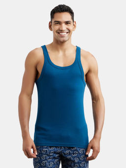 Jockey - US26 Men Super Combed Cotton Rib Square Neck Gym Vest - Poseidon