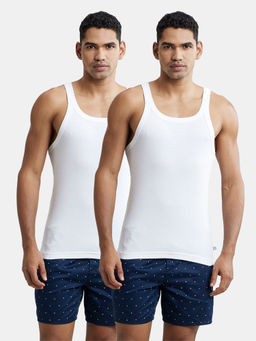 Jockey - US26 Men Super Combed Cotton Rib Square Neck Gym Vest - White (Pack of 2)