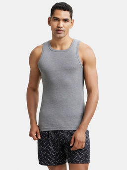 Jockey - ZN14 Men Super Combed Cotton Rib Square Neck Sleeveless Vest-Mid Grey Melange