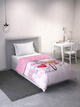 Ddecor Live Beautiful - Kids Wanderlust 100% Cotton Reversible Single Dohar - Pink