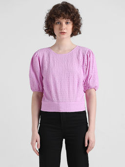 ONLY - Purple Textured Tie Up Top