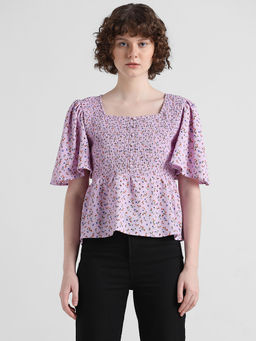 ONLY - Lavender Floral Smocked Top