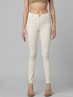 ONLY - Off White Mid Rise Skinny Fit Jeans