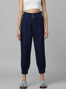 ONLY - Dark Blue High Rise Denim Joggers
