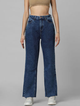ONLY - Dark Blue High Rise Wide Leg Jeans