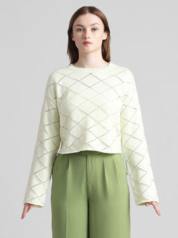 ONLY - Light Green Pointelle Knit Pullover