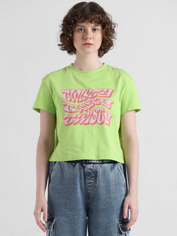 ONLY - Green Text Print T-Shirt