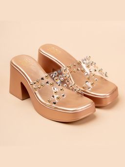 VANSON - Rose Gold Block Heel Sandal