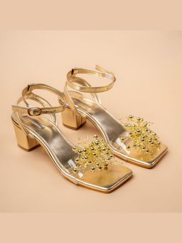 VANSON - Gold Coral Modern Block Heel Sandal