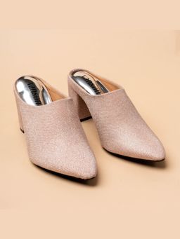 VANSON - Lit Lara Shimmery Rose Gold Block Heel Mules