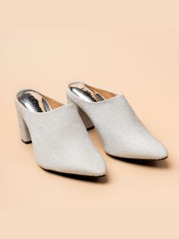 VANSON - Lit Lara Shimmery Silver Block Heel Mules