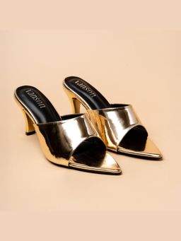 VANSON - Devil Dance Gold Pointed Toe Stiletto Heels Sandal
